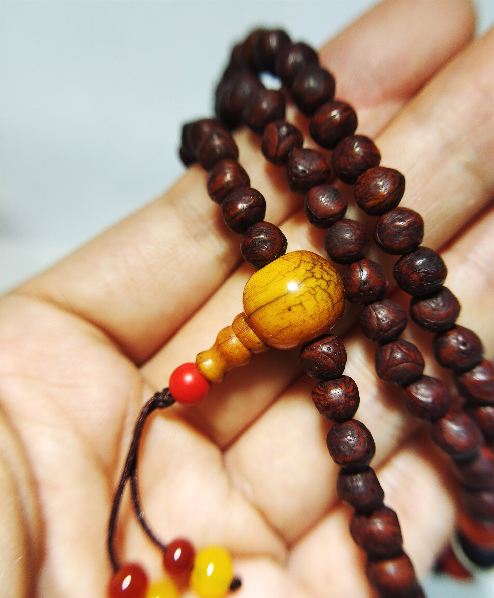 Tibetan Old Antique Phoenix Eye Bodhi Seeds Bracelet Mala Prayer Beads 108 Rosary Nepal Fengyan Puti Buddhism
