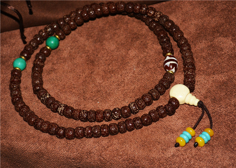 Tibetan Old Antique Rudraksha Bodhi Seeds Bracelet Mala Prayer Beads 108 Rosary Himalayas