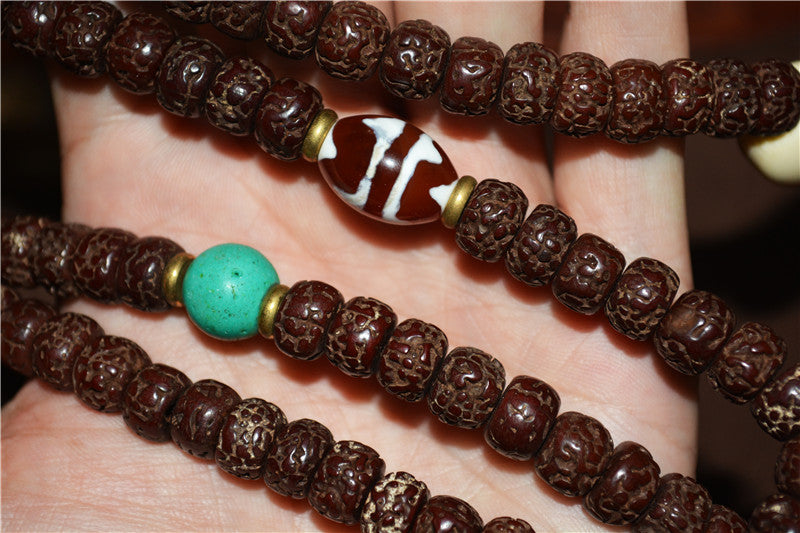 Tibetan Old Antique Rudraksha Bodhi Seeds Bracelet Mala Prayer Beads 108 Rosary Himalayas
