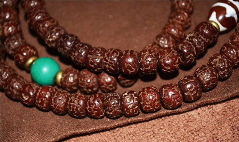 Tibetan Old Antique Rudraksha Bodhi Seeds Bracelet Mala Prayer Beads 108 Rosary Himalayas
