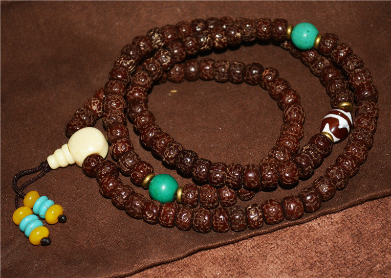 Tibetan Old Antique Rudraksha Bodhi Seeds Bracelet Mala Prayer Beads 108 Rosary Himalayas