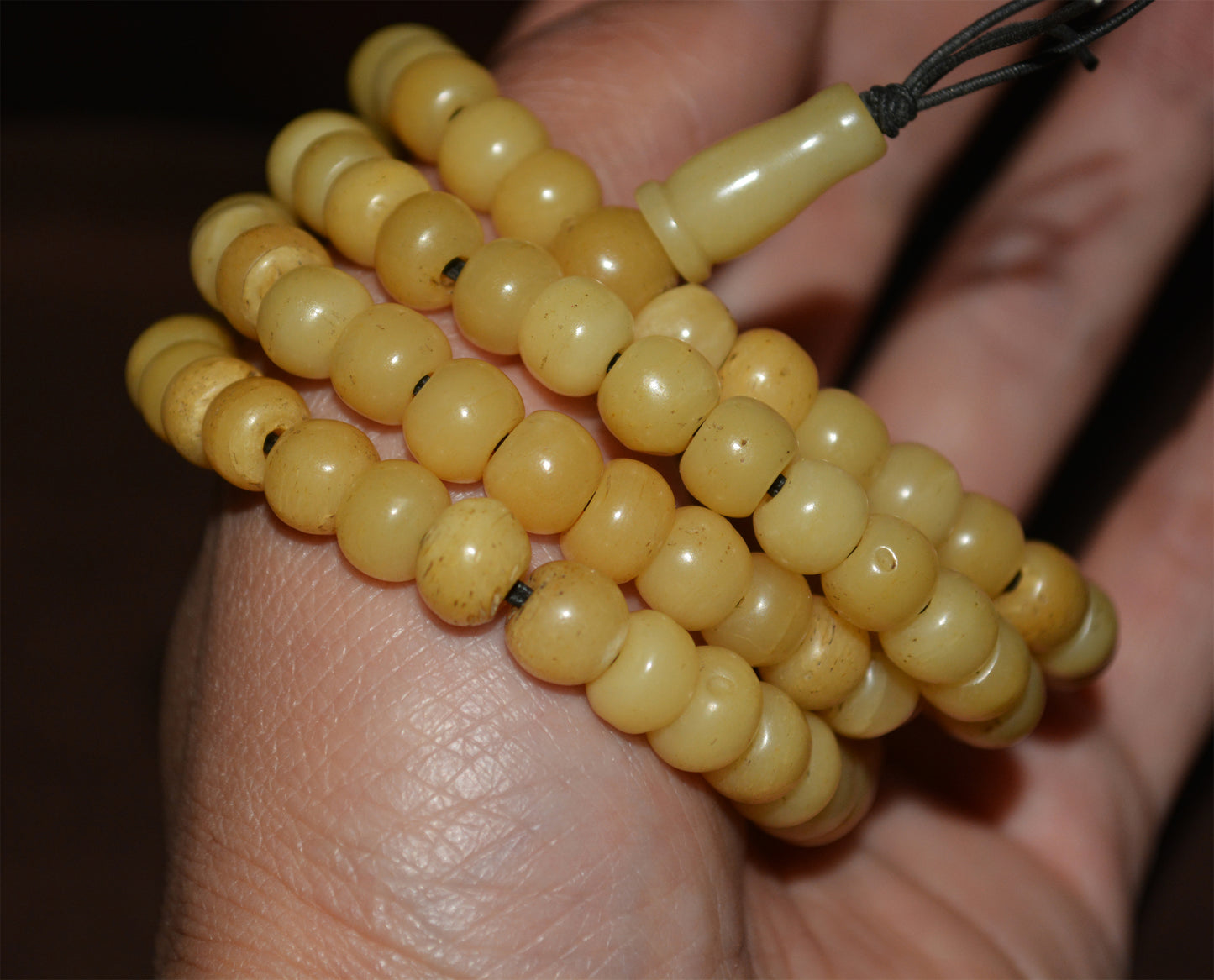 Tibetan Old Antique Yak Bone Skull Mala Prayer Beads Bracelet Amulet Real Kapala Rosary Necklace Lucky Talisman