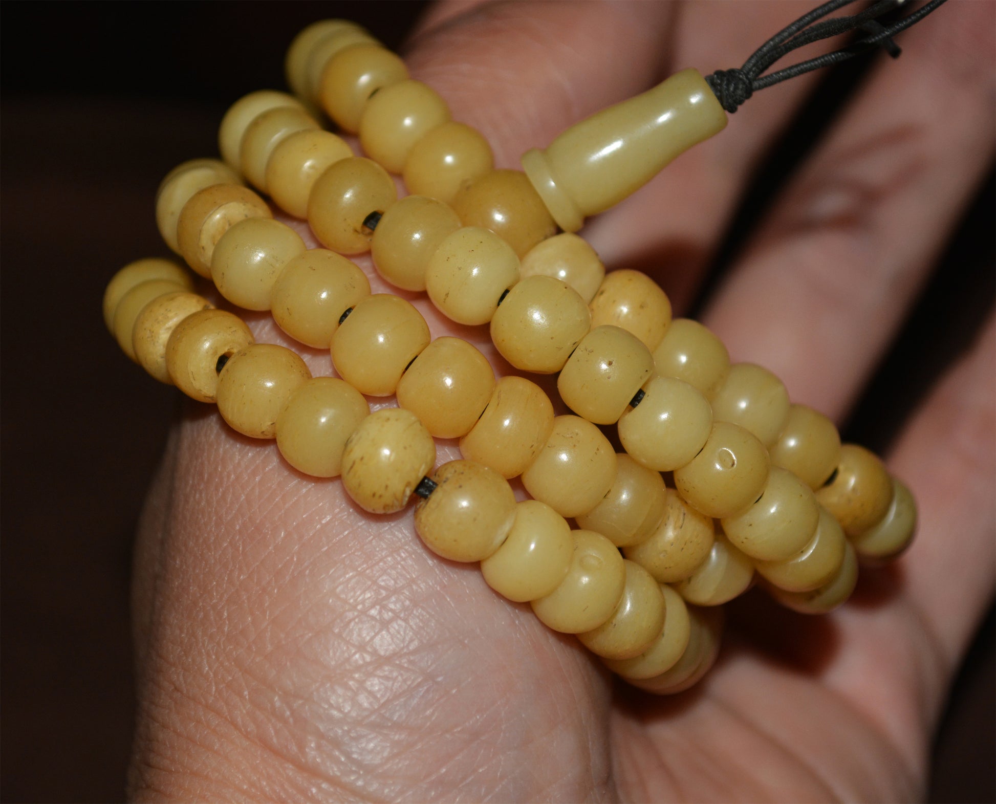 Tibetan Old Antique Yak Bone Skull Mala Prayer Beads Bracelet Amulet Real Kapala Rosary Necklace Lucky Talisman