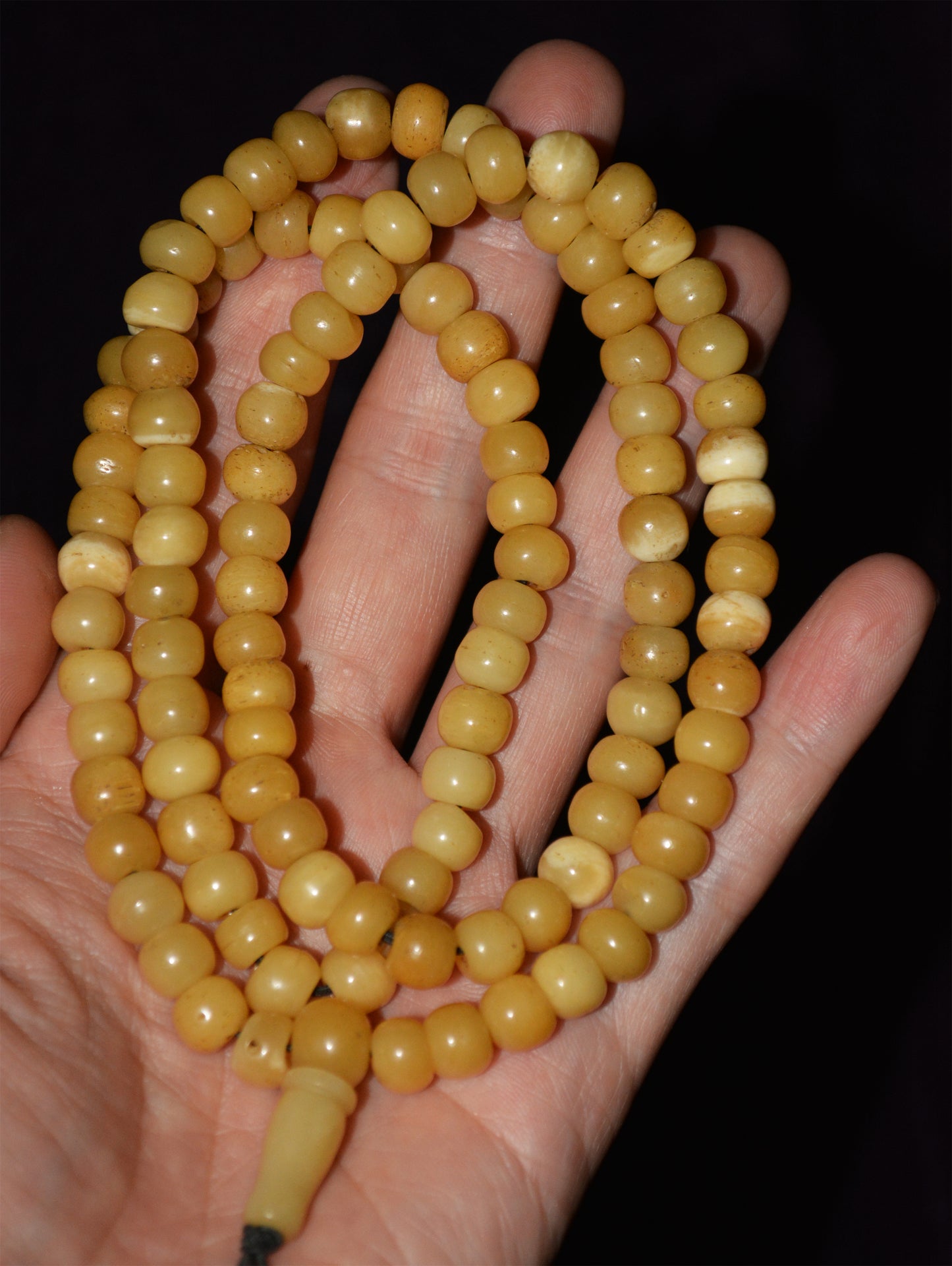 Tibetan Old Antique Yak Bone Skull Mala Prayer Beads Bracelet Amulet Real Kapala Rosary Necklace Lucky Talisman