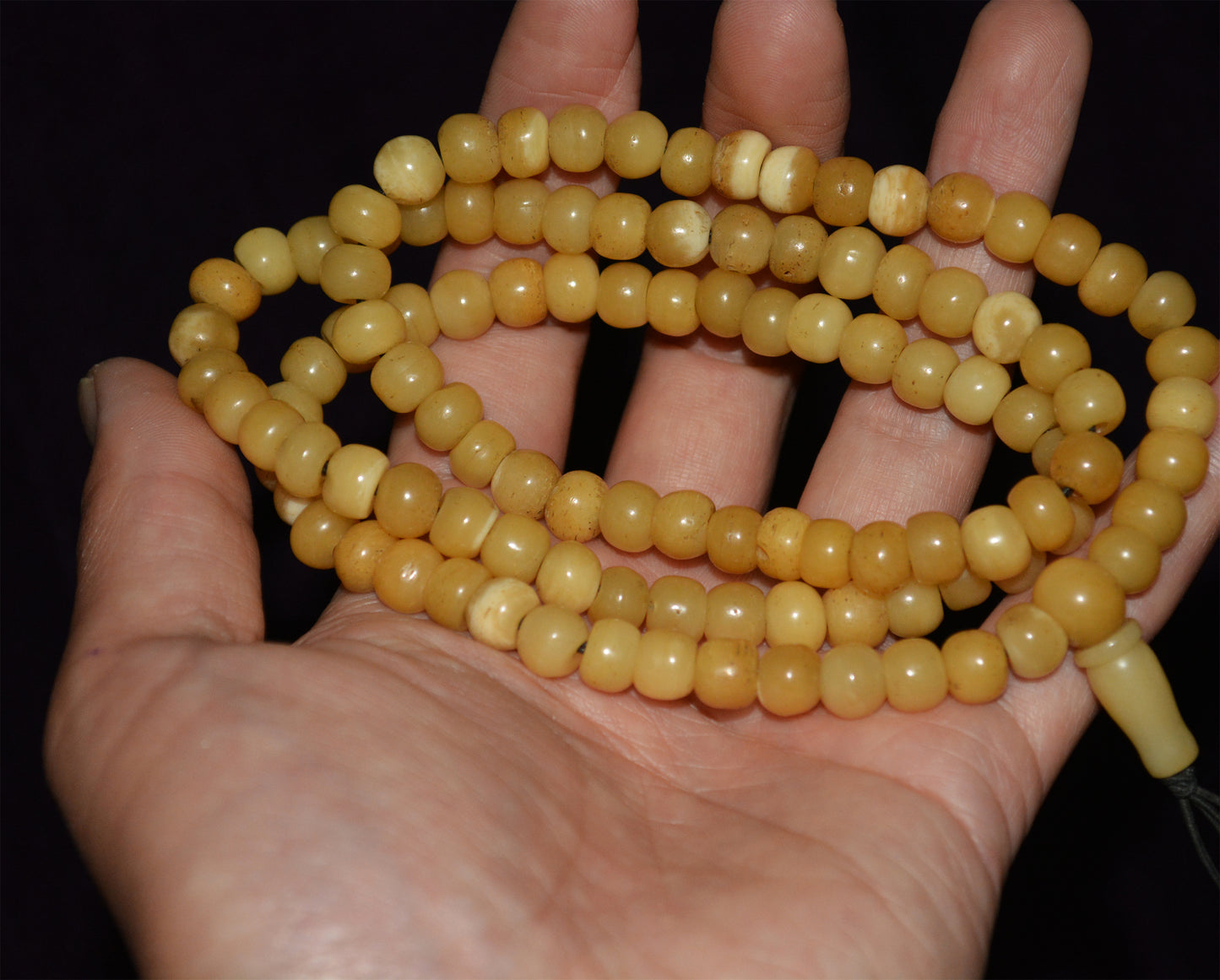 Tibetan Old Antique Yak Bone Skull Mala Prayer Beads Bracelet Amulet Real Kapala Rosary Necklace Lucky Talisman