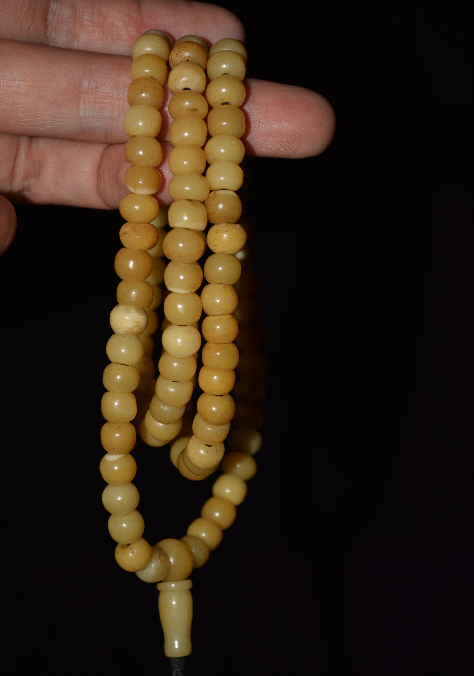 Tibetan Old Antique Yak Bone Skull Mala Prayer Beads Bracelet Amulet Real Kapala Rosary Necklace Lucky Talisman