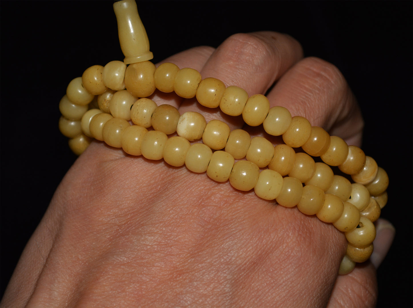 Tibetan Old Antique Yak Bone Skull Mala Prayer Beads Bracelet Amulet Real Kapala Rosary Necklace Lucky Talisman