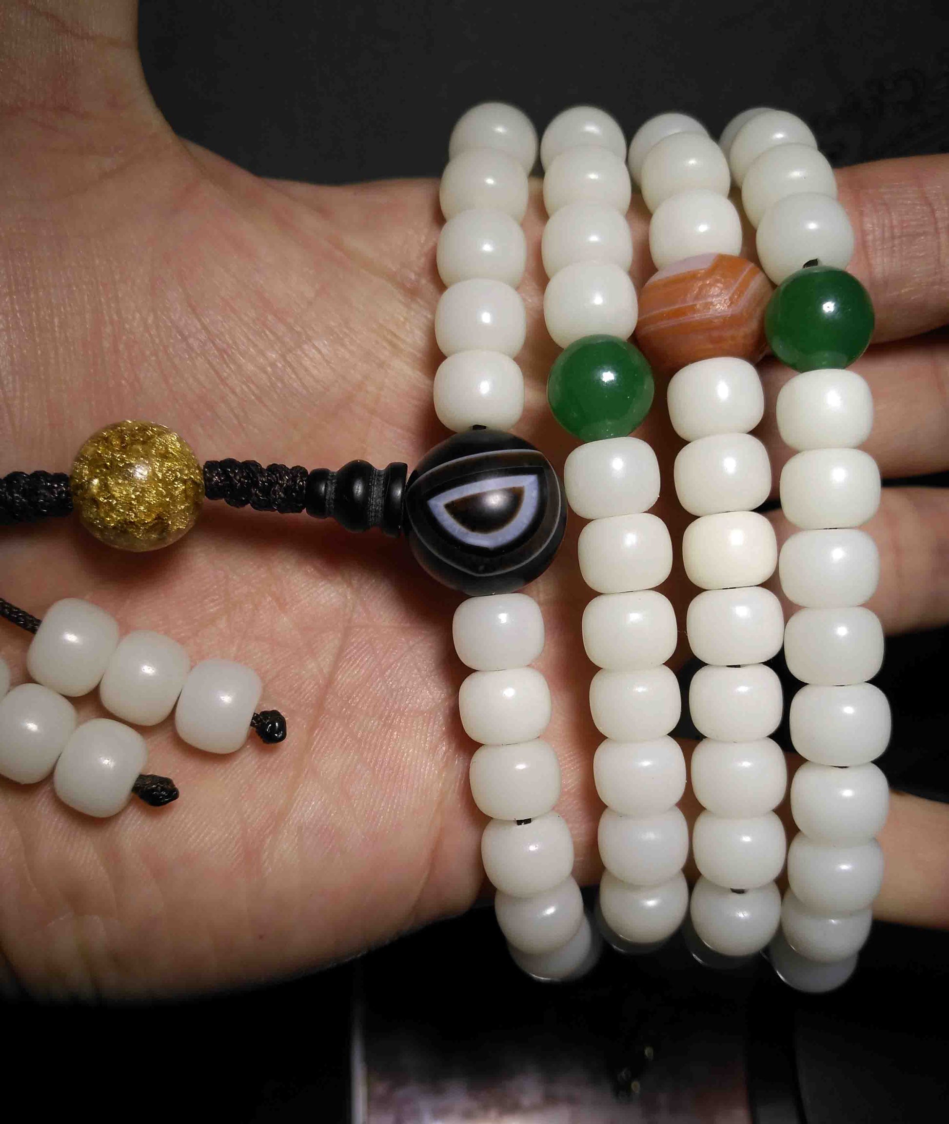Tibetan White Bodhi Seeds Mala Prayer Beads 108 Rosary Bracelet Himalayas Buddhism