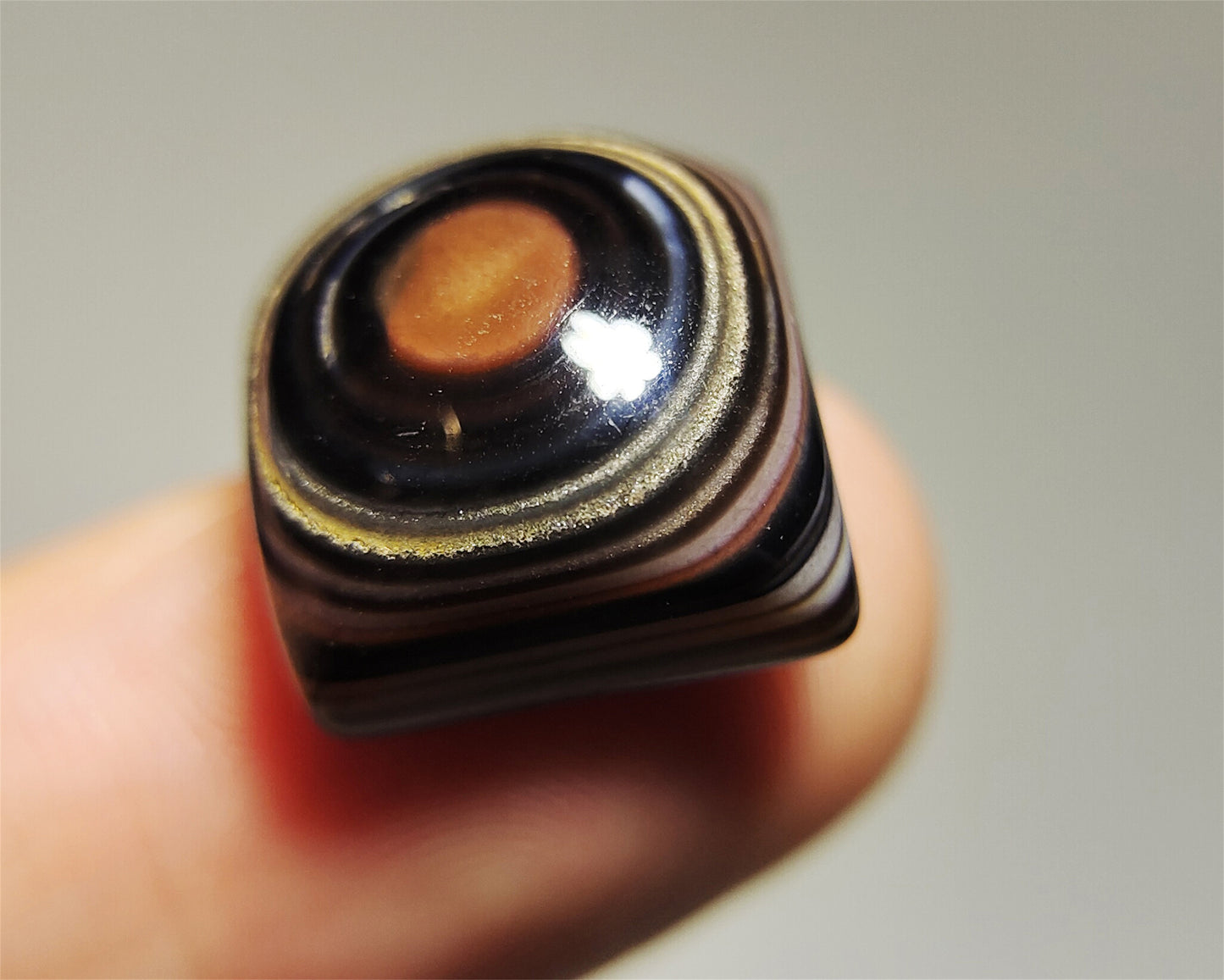 real himalaya antique lukmik eye dzi bead amulet genuine old luk mik banded agate one natural tibetan pyu gzi