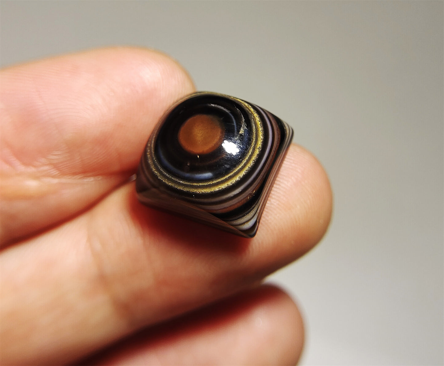 real himalaya antique lukmik eye dzi bead amulet genuine old luk mik banded agate one natural tibetan pyu gzi