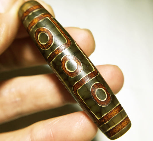 real tibetan ancient nine eyes dzi bead amulet pendant genuine old antique himalaya agate nepal 9 pure gzi talisman