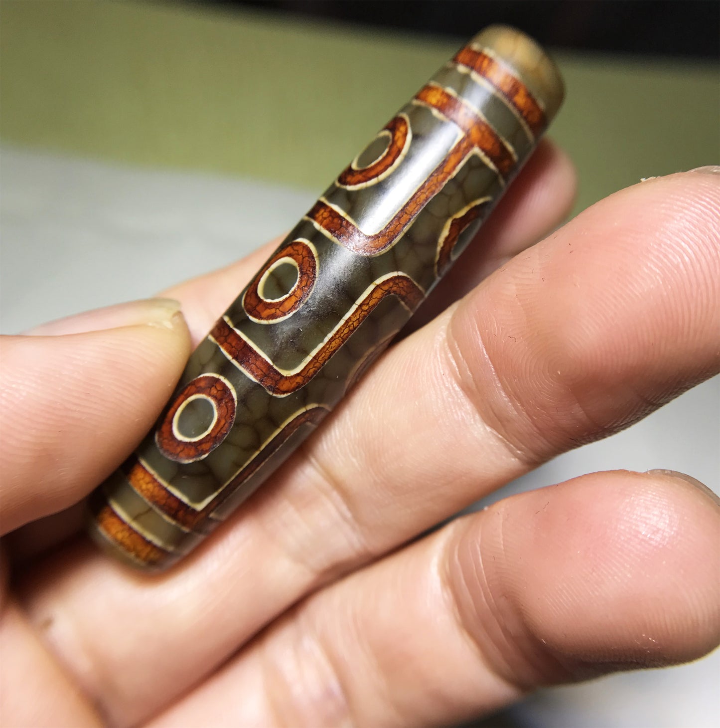 real tibetan ancient nine eyes dzi bead amulet pendant genuine old antique himalaya agate nepal 9 pure gzi talisman