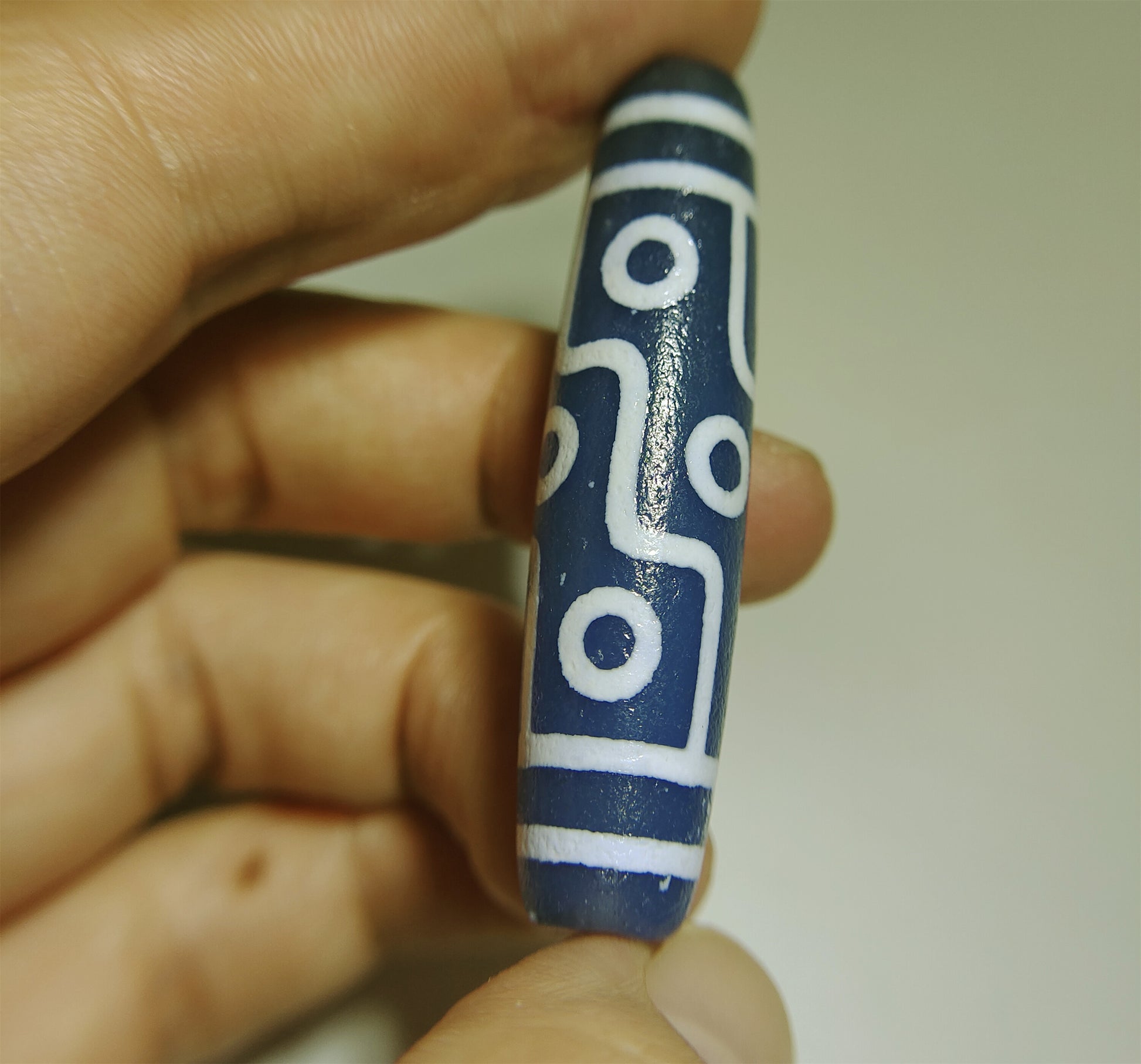 real tibetan ancient nine eyes dzi bead amulet pendant genuine old antique himalaya blue agate nepal 9 pure gzi talisman