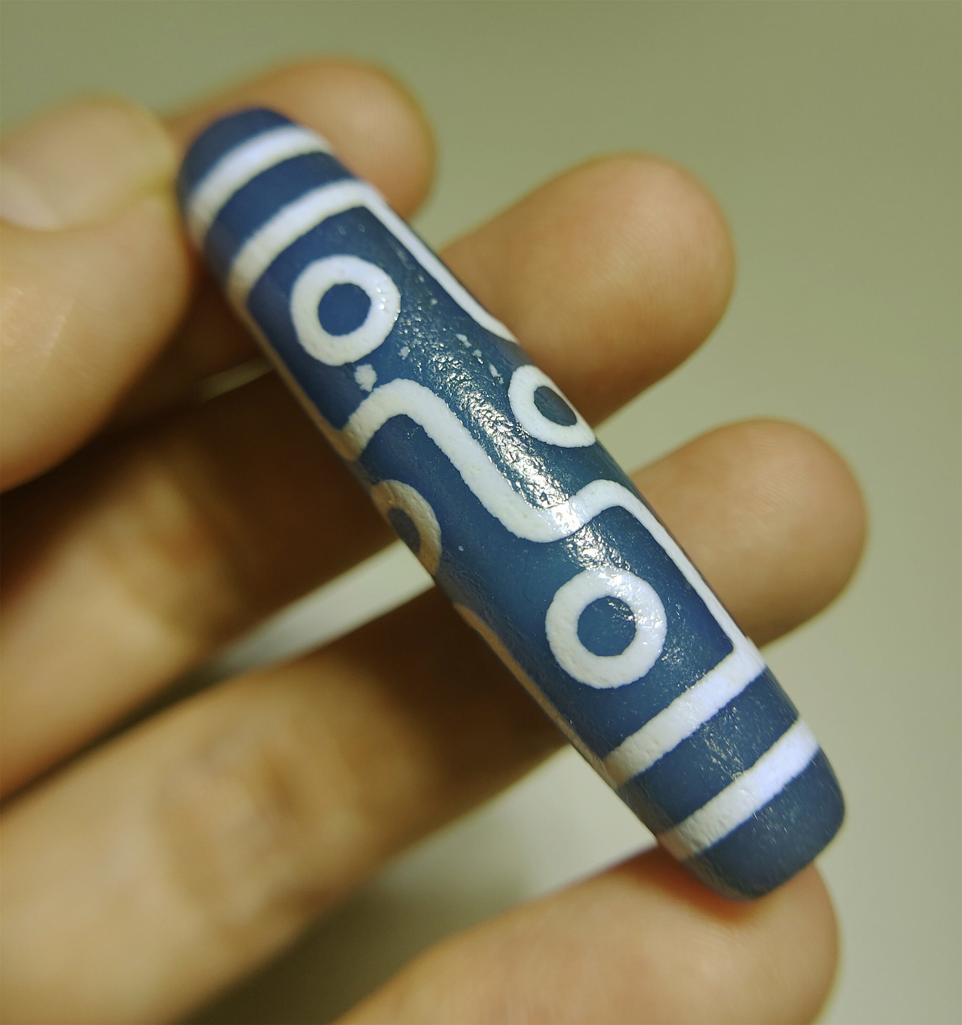 real tibetan ancient nine eyes dzi bead amulet pendant genuine old antique himalaya blue agate nepal 9 pure gzi talisman