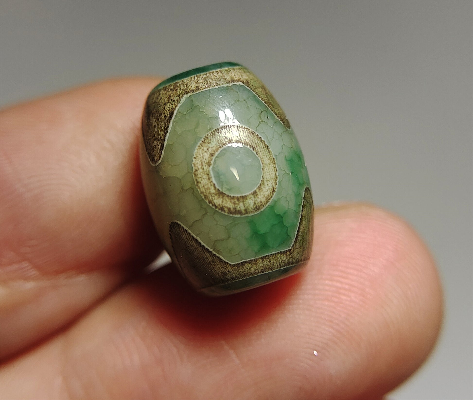 real tibetan ancient three eyed dzi bead amulet pendant genuine old antique himalaya agate pure 3 eye gzi talisman