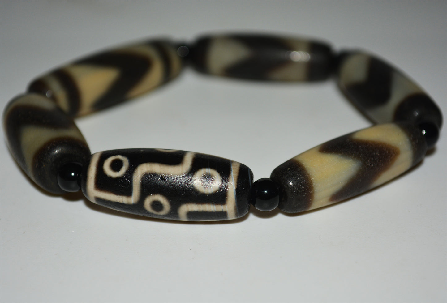 real tibetan ancient tiger tooth dzi bead bracelet amulet genuine old zigzag agate water wave pure nine eyes gzi talisman