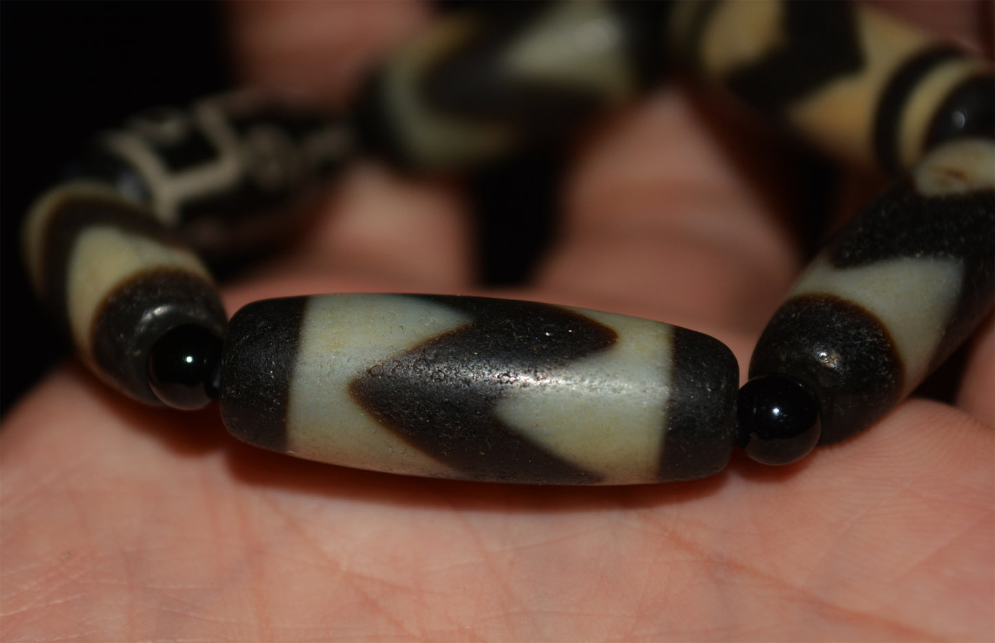 real tibetan ancient tiger tooth dzi bead bracelet amulet genuine old zigzag agate water wave pure nine eyes gzi talisman