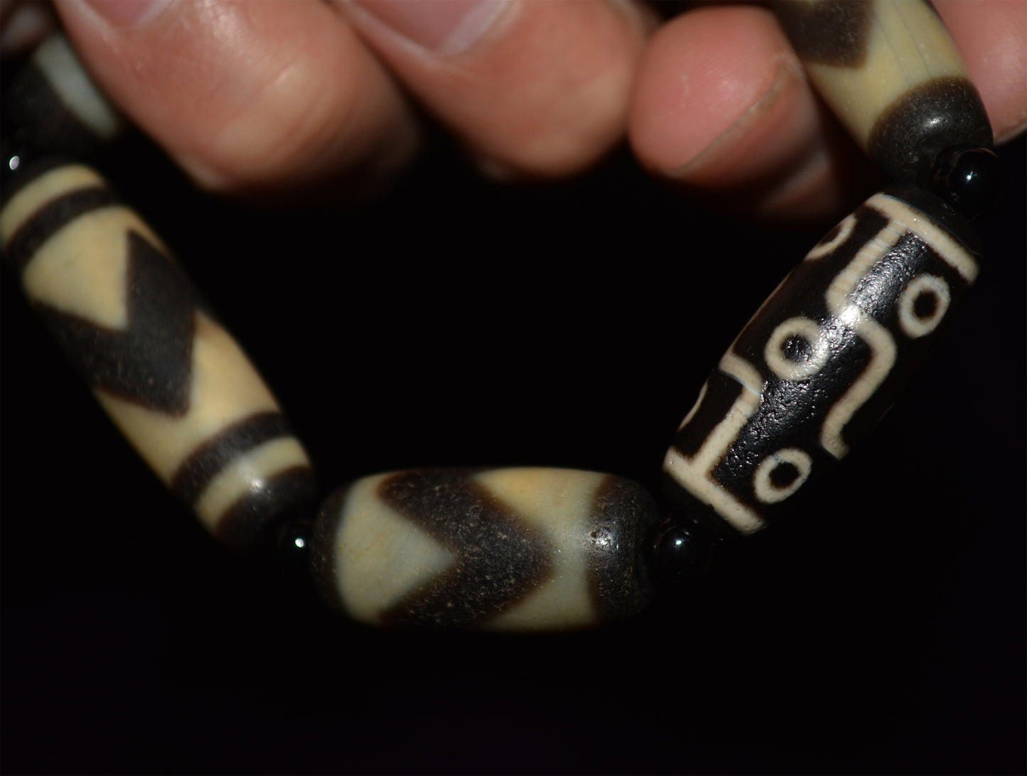 real tibetan ancient tiger tooth dzi bead bracelet amulet genuine old zigzag agate water wave pure nine eyes gzi talisman