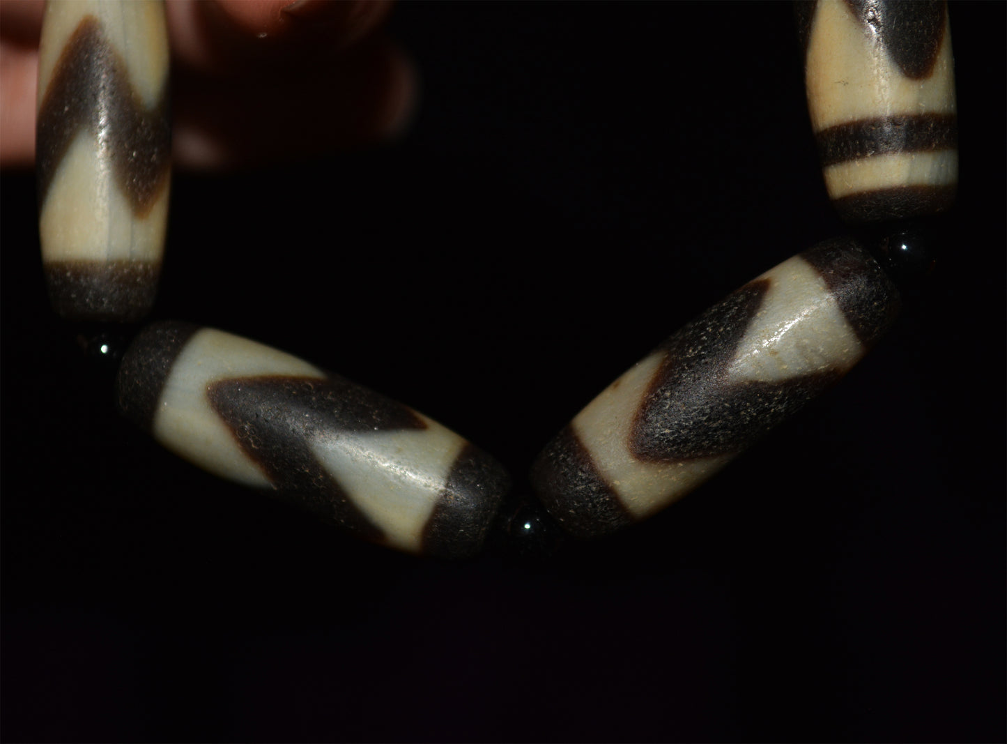 real tibetan ancient tiger tooth dzi bead bracelet amulet genuine old zigzag agate water wave pure nine eyes gzi talisman