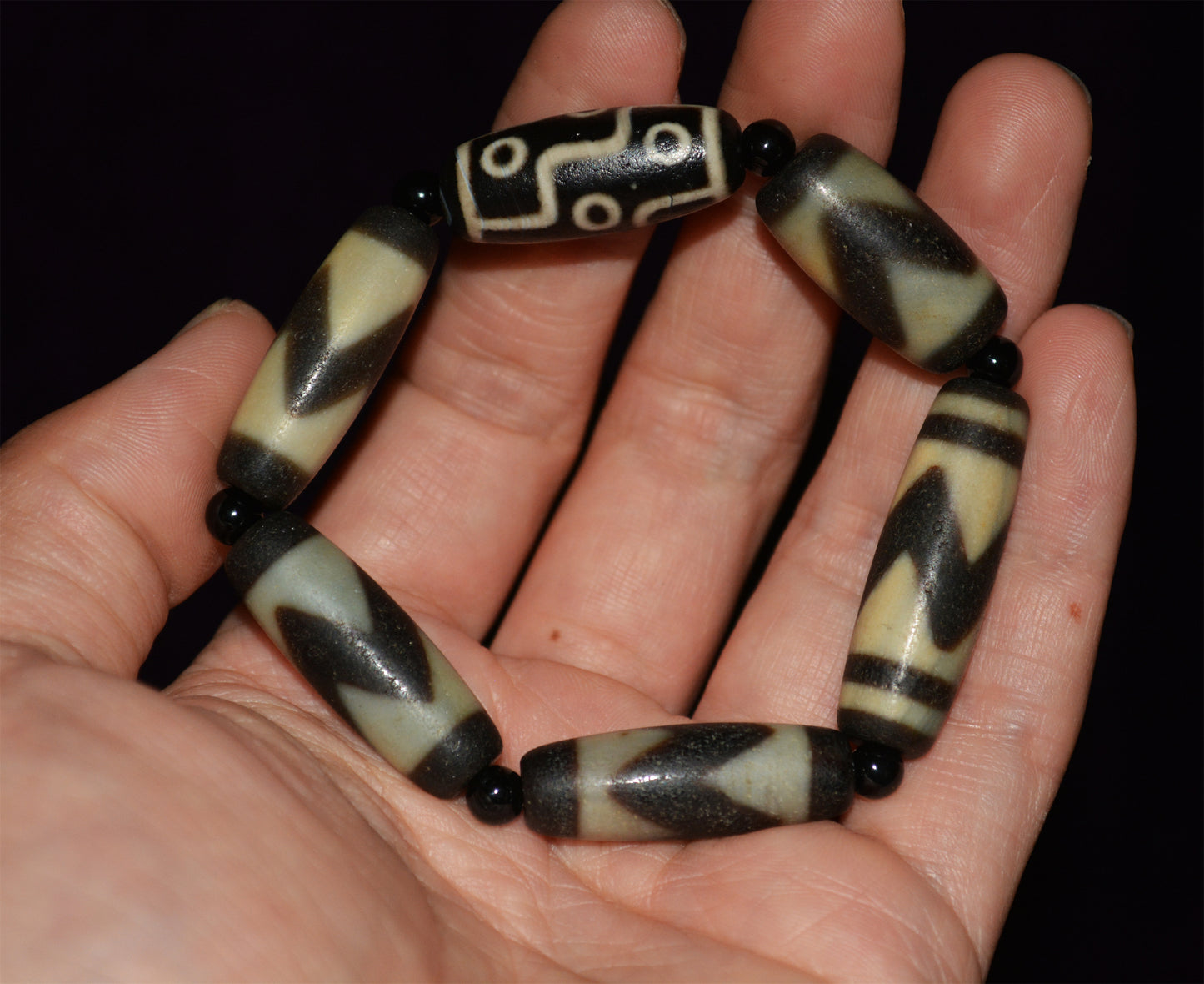 real tibetan ancient tiger tooth dzi bead bracelet amulet genuine old zigzag agate water wave pure nine eyes gzi talisman