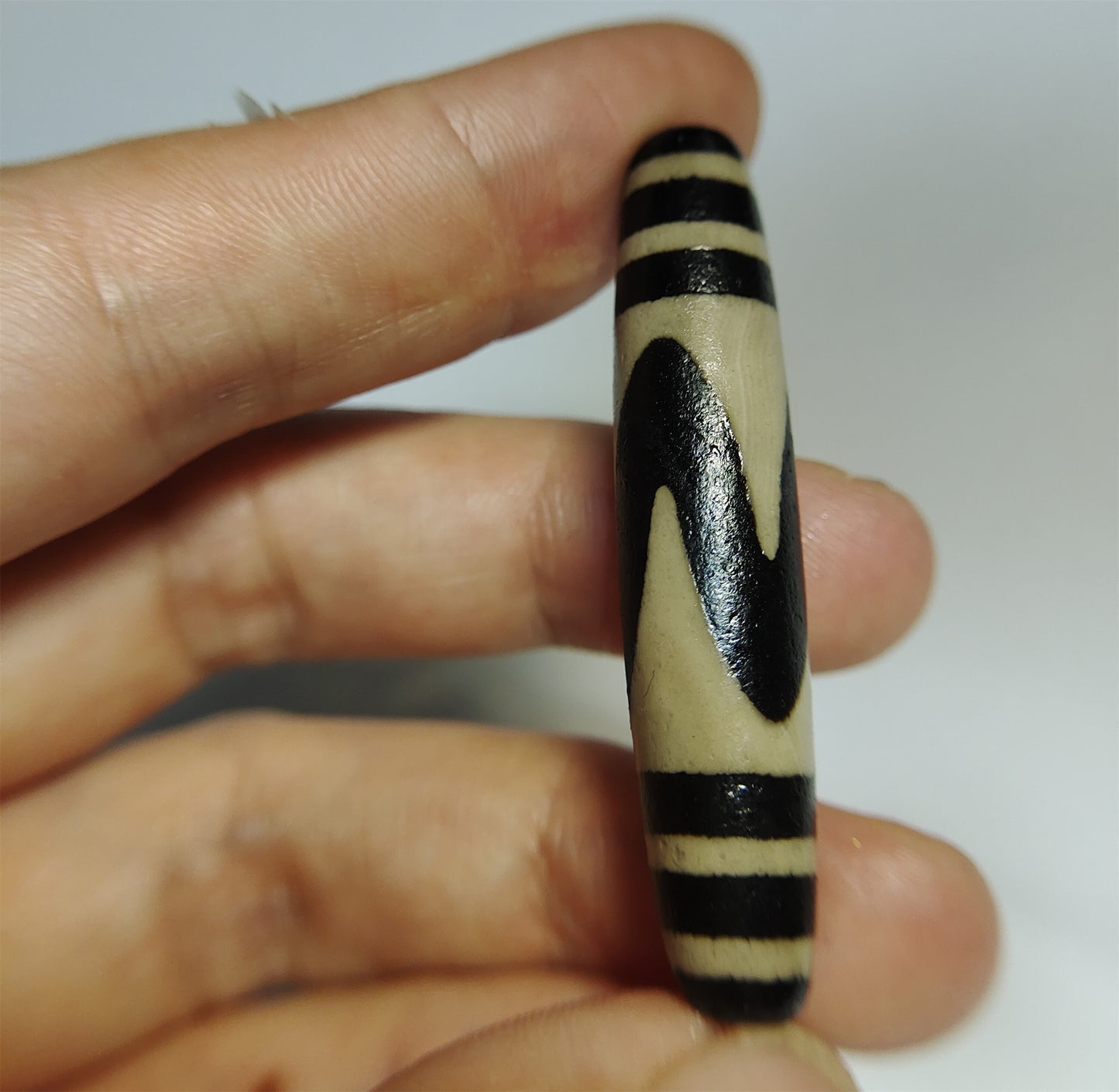 real tibetan ancient tiger tooth dzi bead pendant amulet genuine old zig zag himalaya agate water wave pure gzi talisman