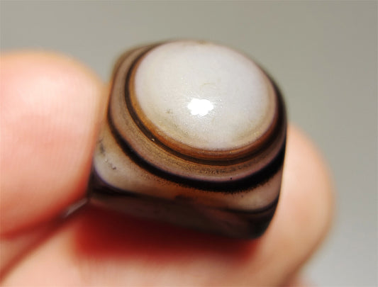 real tibetan antique luk mik eye dzi bead amulet ring genuine himalaya lukmik banded agate one natural pyu gzi talisman