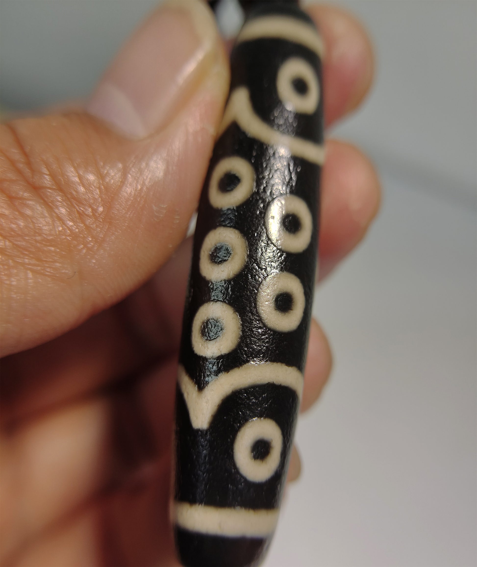 Genuine Tibetan 21 Eyes Dzi Bead Pendant Amulet Old Ancient Pure Himalaya Agate Twenty One Eyed Gzi