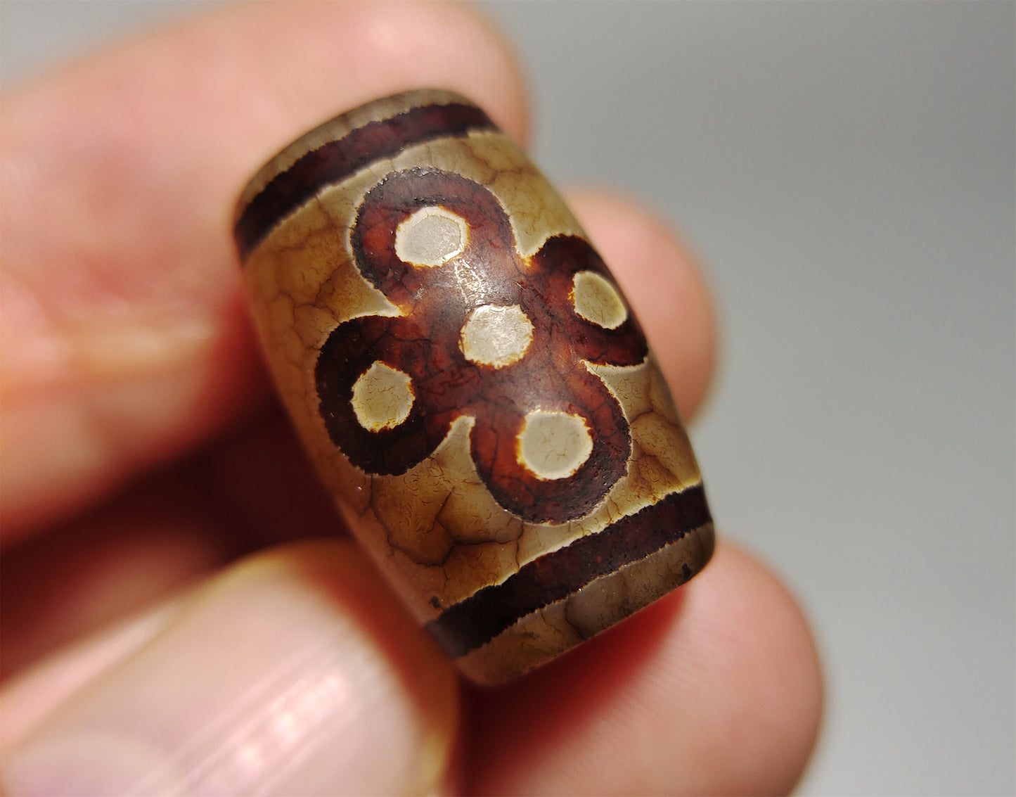 Real Tibetan Five Eyes Lightning Dzi Bead Pendant Amulet Old Himalaya Agate Pure Gzi Tibet