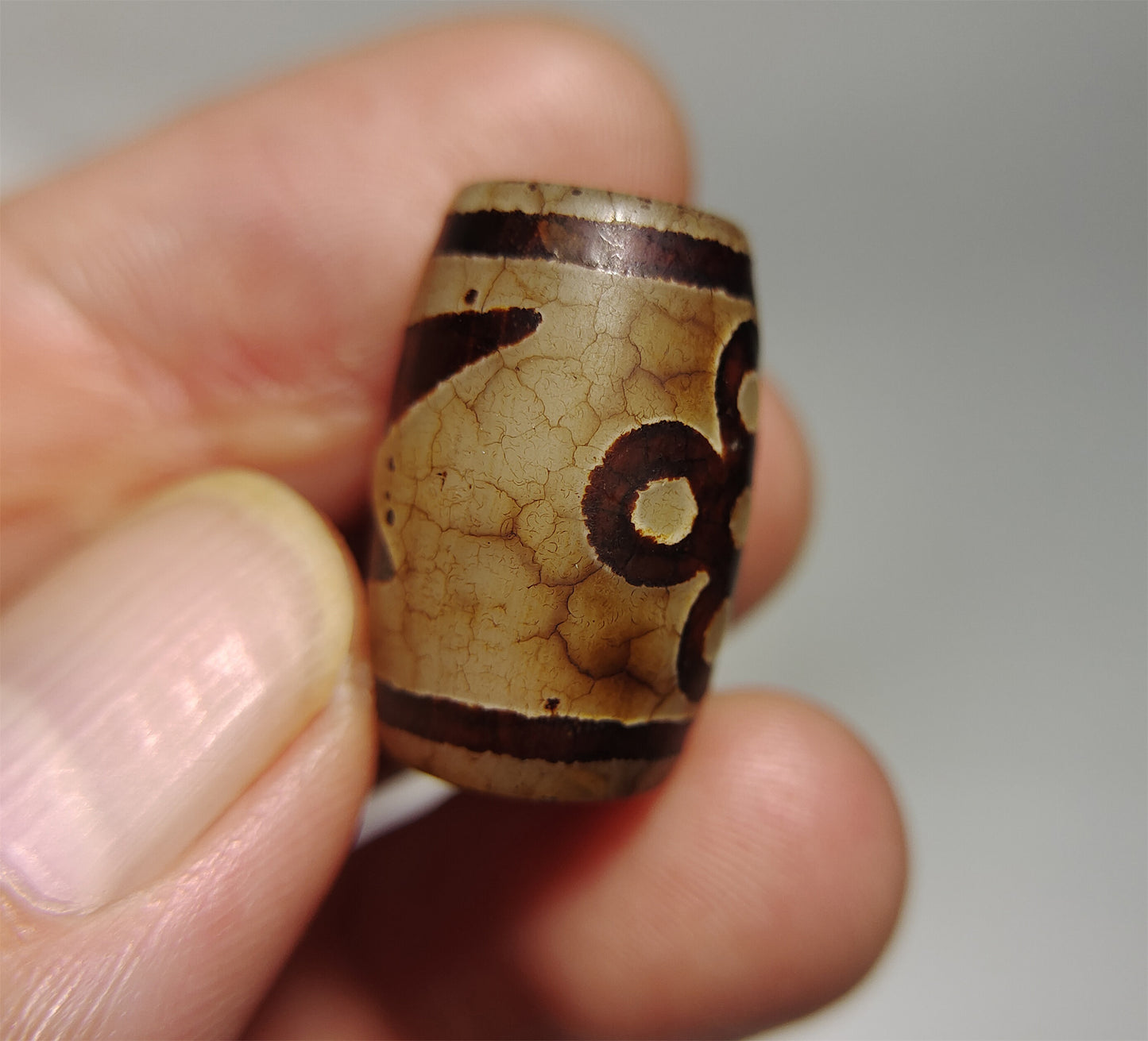 Real Tibetan Five Eyes Lightning Dzi Bead Pendant Amulet Old Himalaya Agate Pure Gzi Tibet