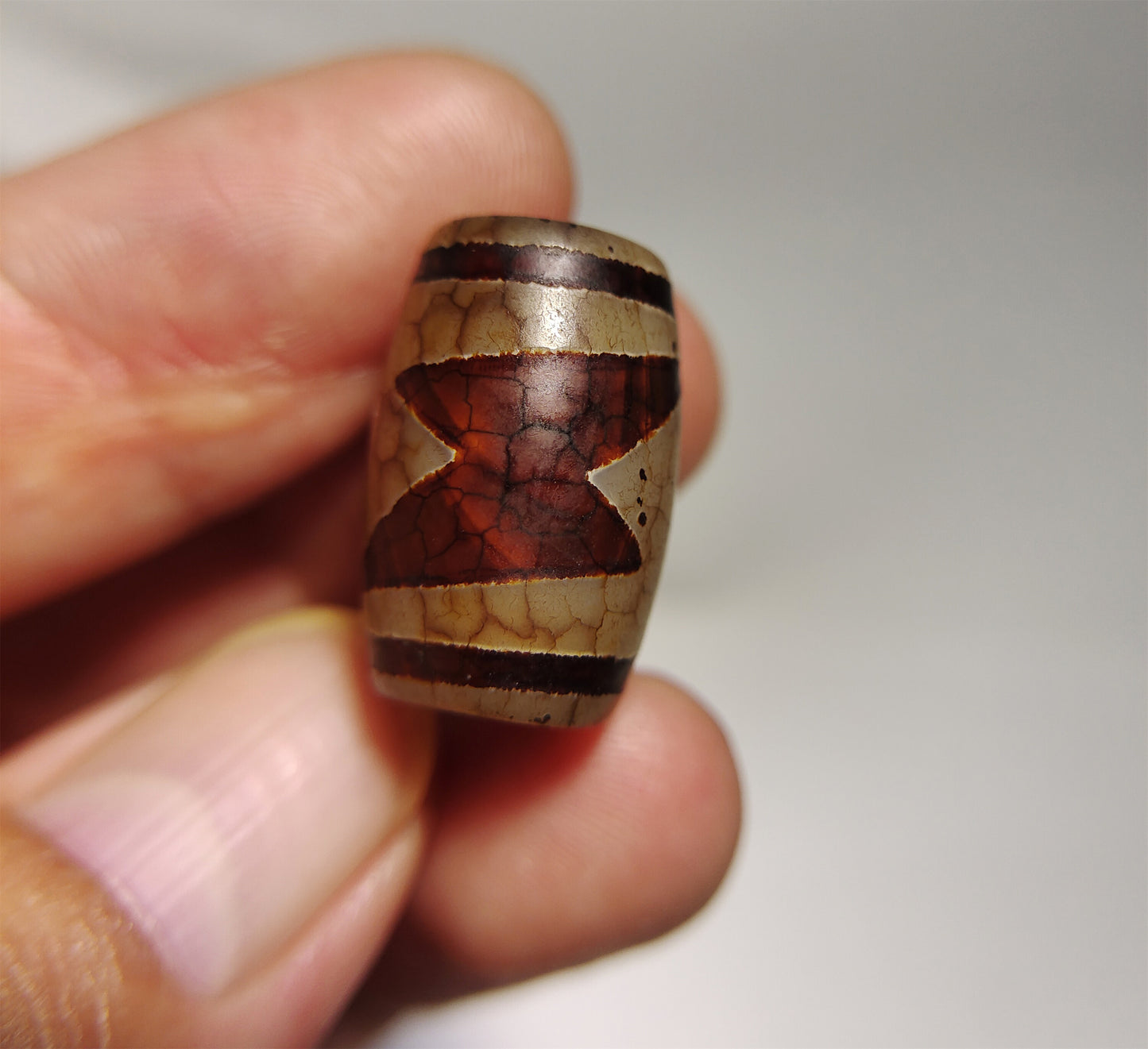 Real Tibetan Five Eyes Lightning Dzi Bead Pendant Amulet Old Himalaya Agate Pure Gzi Tibet