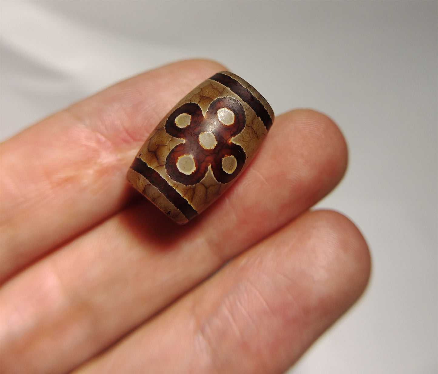 Real Tibetan Five Eyes Lightning Dzi Bead Pendant Amulet Old Himalaya Agate Pure Gzi Tibet