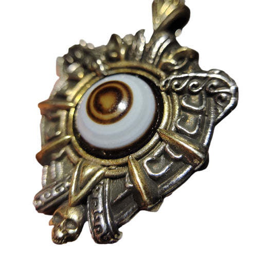 Old Lukmik Dzi Bead Pendant Himalaya Tibetan Antique One Eye Goat Medicine
