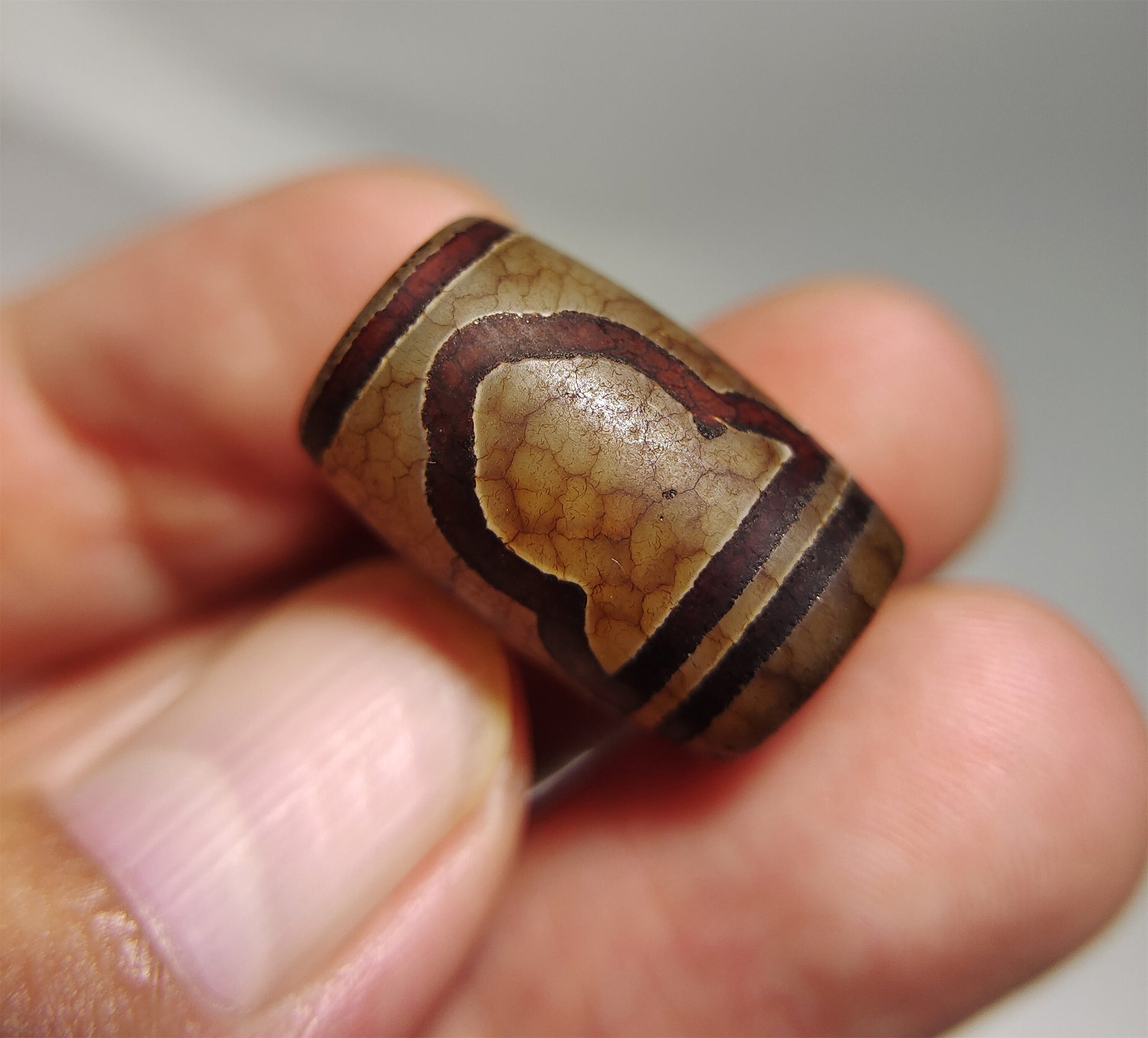 Genuine Tibetan One Eye Mountain Dzi Bead Pendant Amulet Real Himalaya Agate Pure 1 Eyed Gzi Tibet