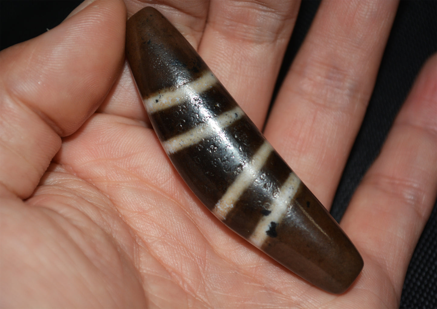 Ancient Real Tibetan Seven Striped Dzi Bead Four Eyes Amulet Genuine Old Himalaya Agate Pure Gzi