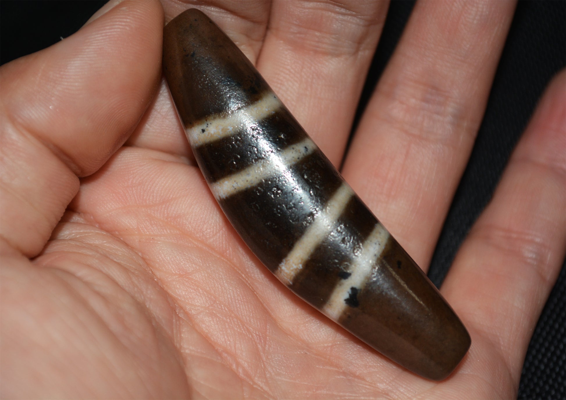 Ancient Real Tibetan Seven Striped Dzi Bead Four Eyes Amulet Genuine Old Himalaya Agate Pure Gzi