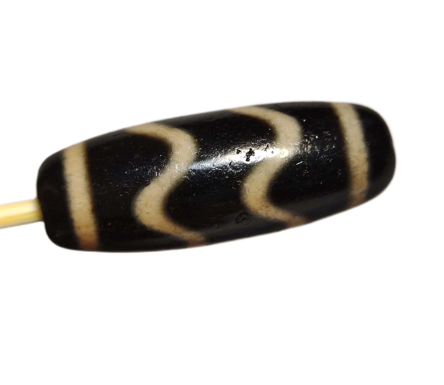 tibetan ancient tiger tooth dzi bead pendant amulet genuine old zig zag himalaya agate water wave pure gzi talisman