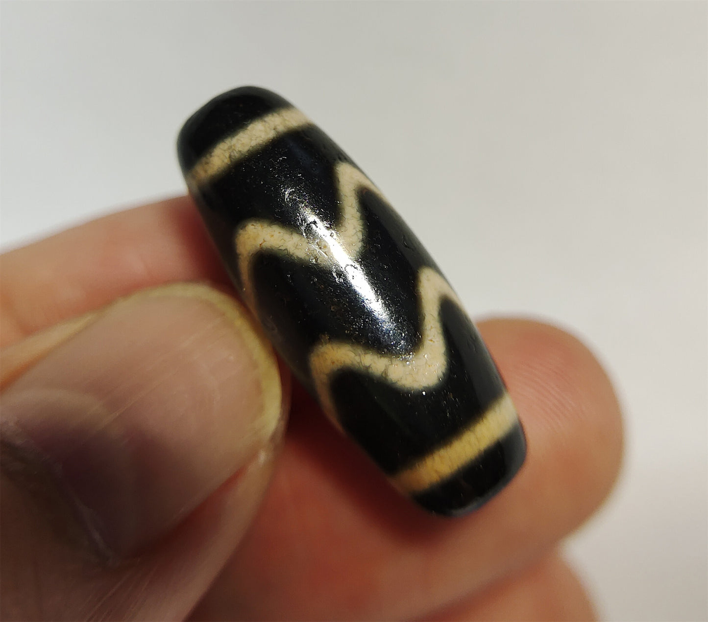 tibetan ancient tiger tooth dzi bead pendant amulet genuine old zig zag himalaya agate water wave pure gzi talisman