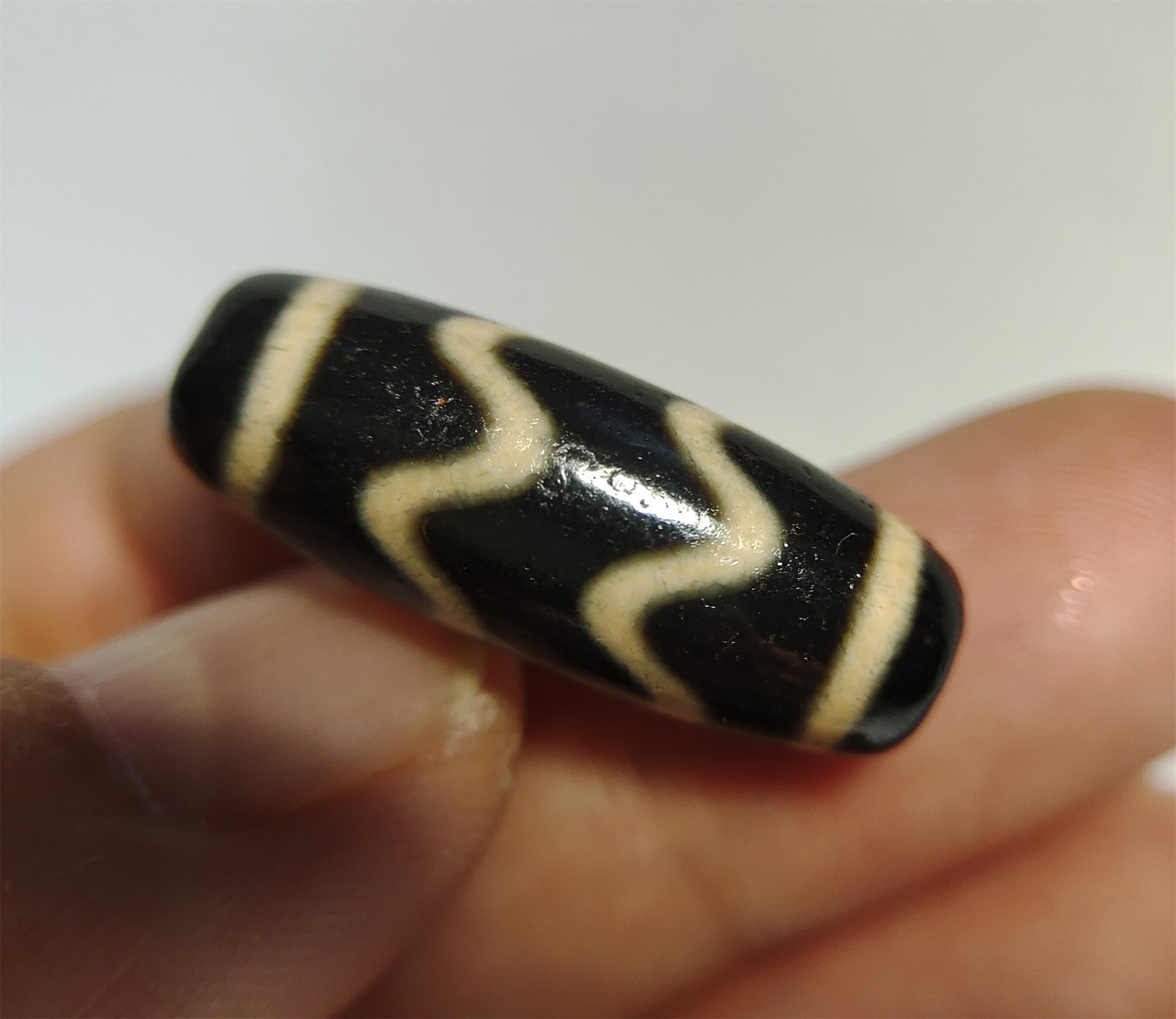 tibetan ancient tiger tooth dzi bead pendant amulet genuine old zig zag himalaya agate water wave pure gzi talisman