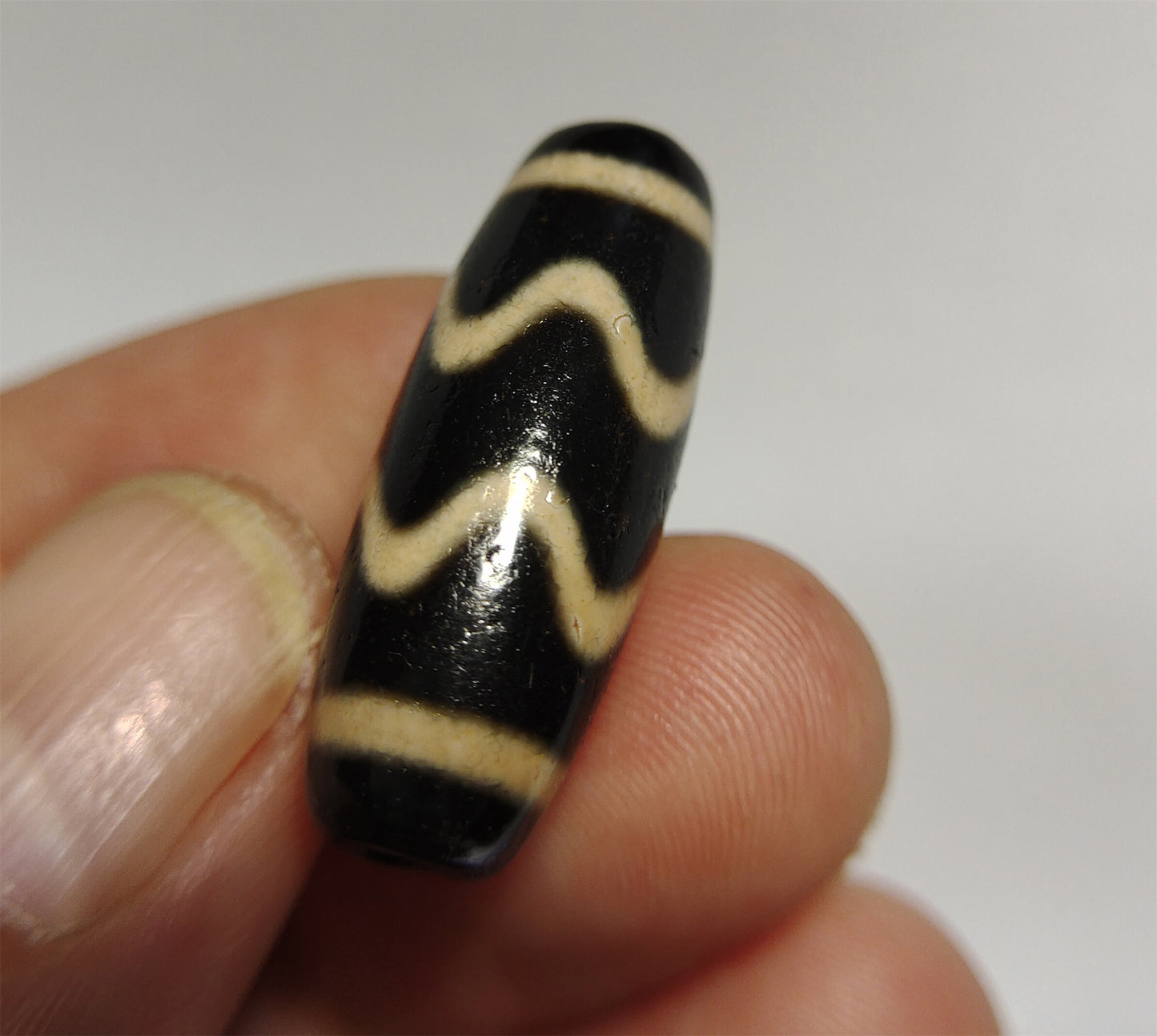 tibetan ancient tiger tooth dzi bead pendant amulet genuine old zig zag himalaya agate water wave pure gzi talisman