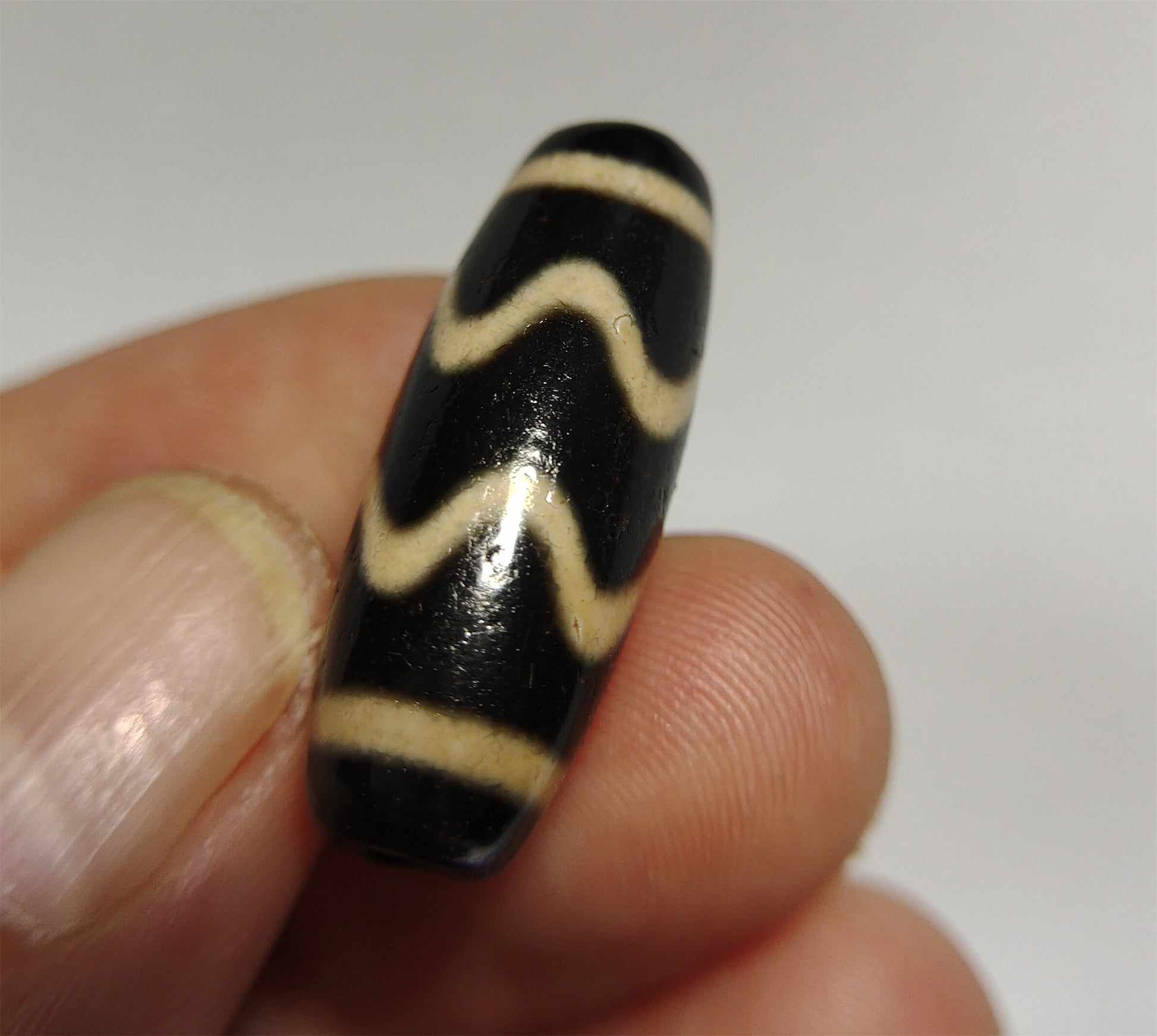 tibetan ancient tiger tooth dzi bead pendant amulet genuine old zig zag himalaya agate water wave pure gzi talisman