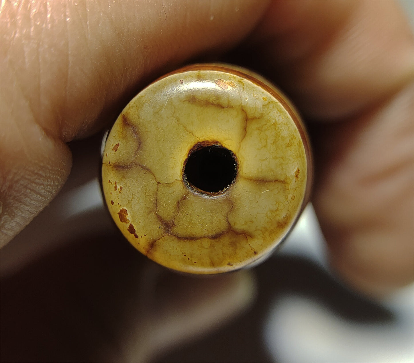 Real Tibetan Old Antique Nine Eyes Dzi Bead Pendant Amulet Himalaya Genuine Agate