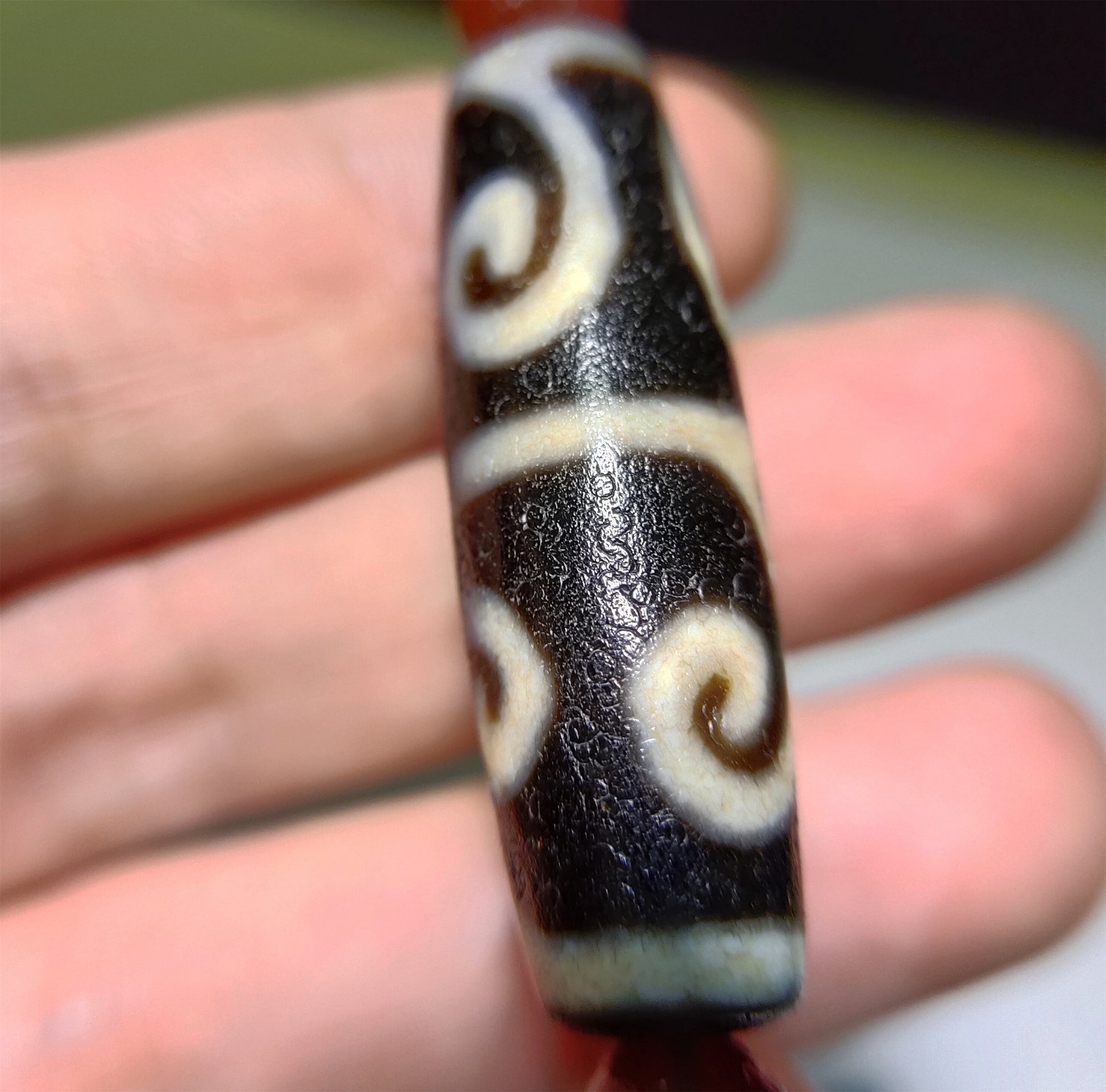 Ancient Real Tibetan Ruyi Dzi Bead Amulet Pendant Himalaya Genuine Agate