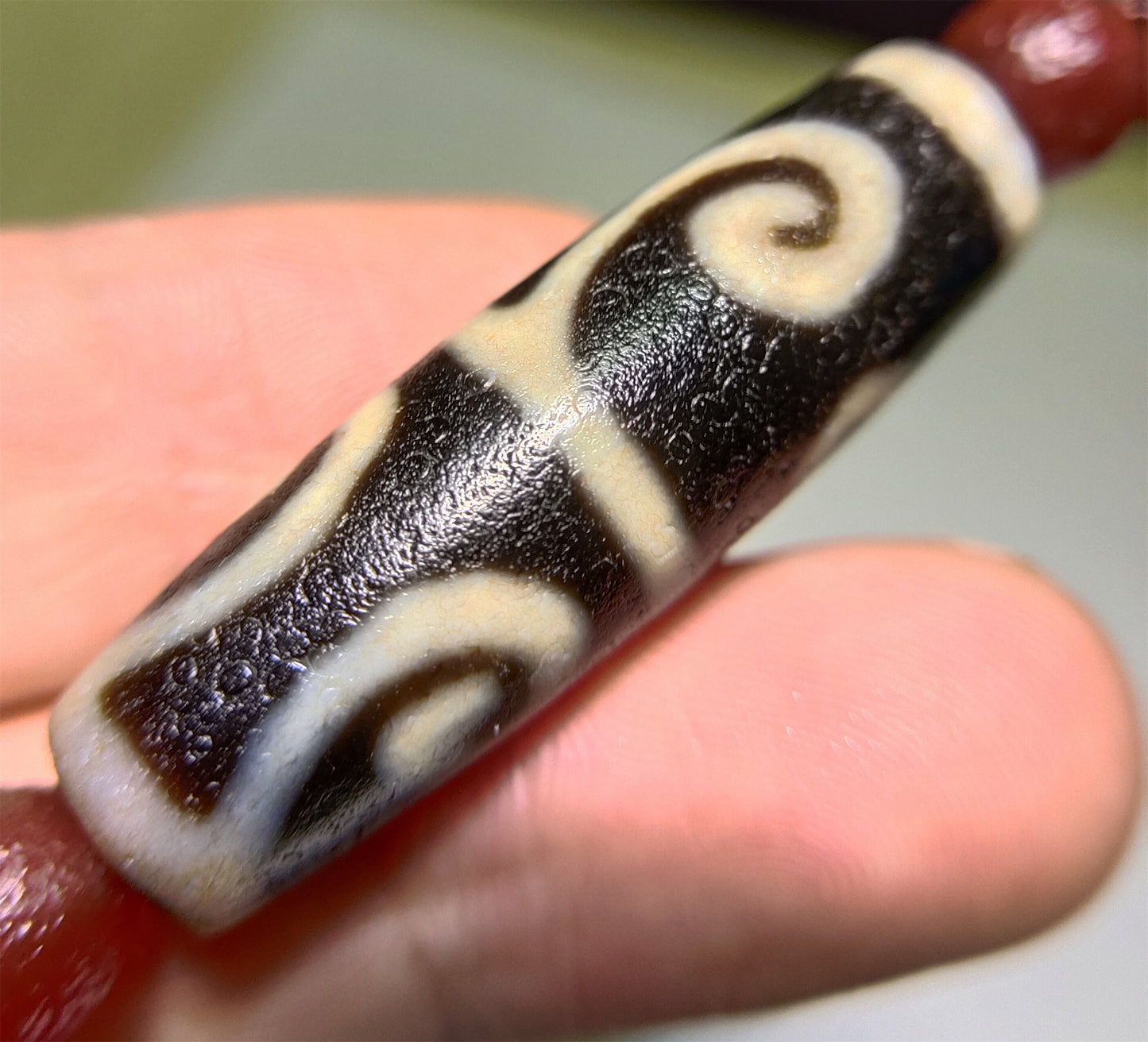 Ancient Real Tibetan Ruyi Dzi Bead Amulet Pendant Himalaya Genuine Agate