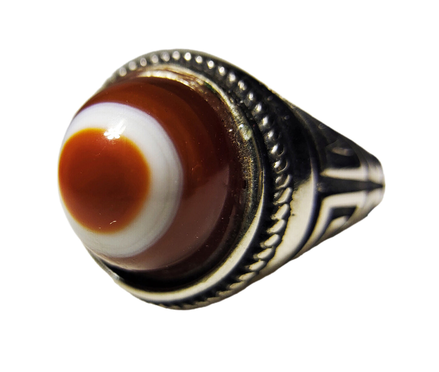 Lukmik Eye Dzi Bead Ring Real Tibetan Old Antique Sulemani Agate Amulet Himalaya Genuine Banded Natural Luk Mik Gzi Mala Prayer Talisman