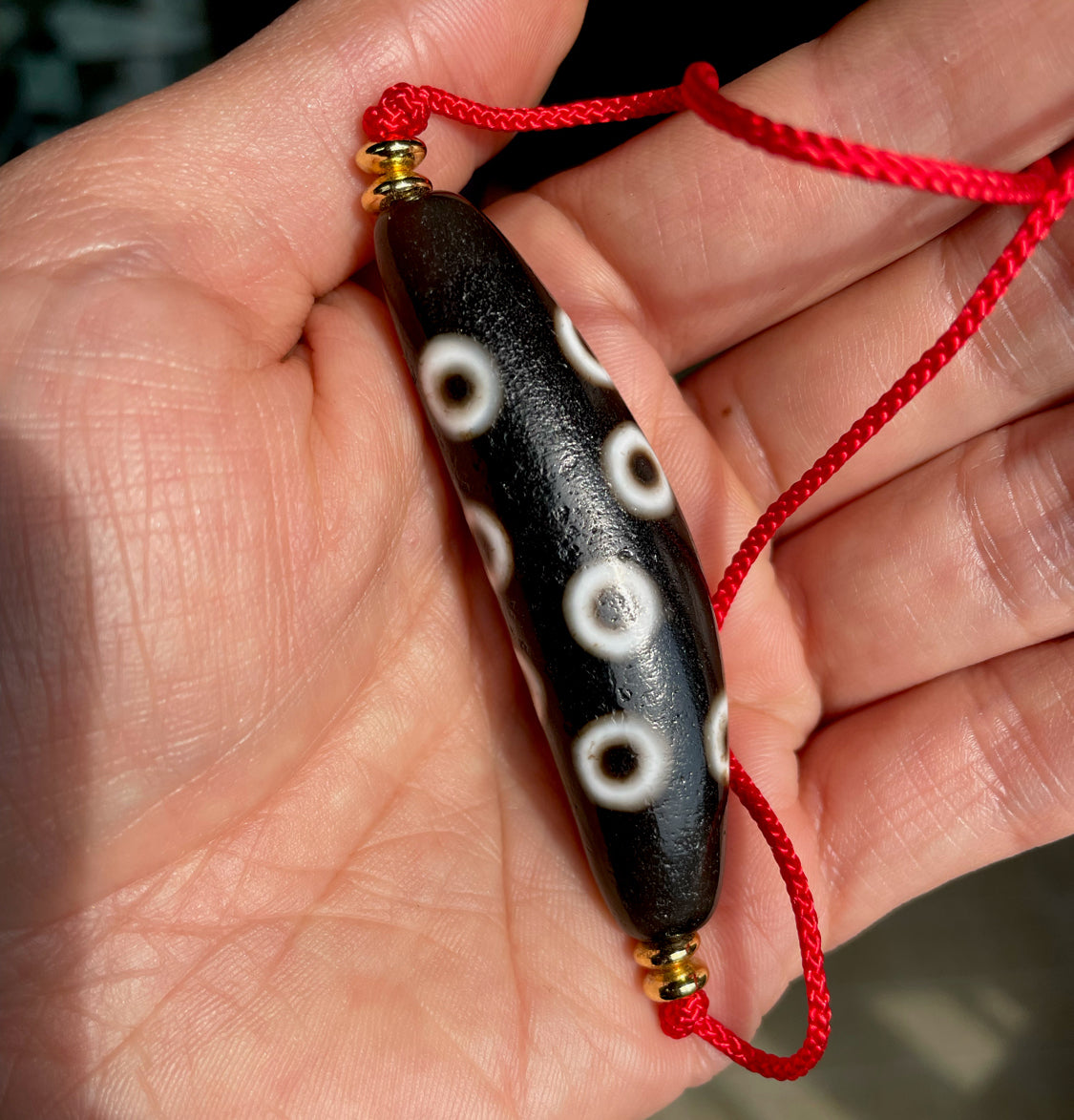 tibetan old ancient nine eight eyes dzi bead pendant amulet