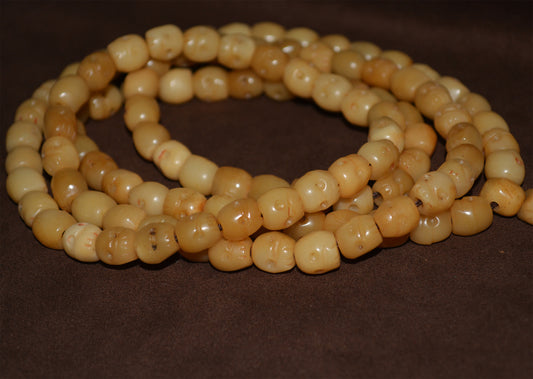 Real Tibetan Antique Kapala Bone Skull Mala Prayer Beads Bracelet Amulet Tibet Rosary Lucky Talisman