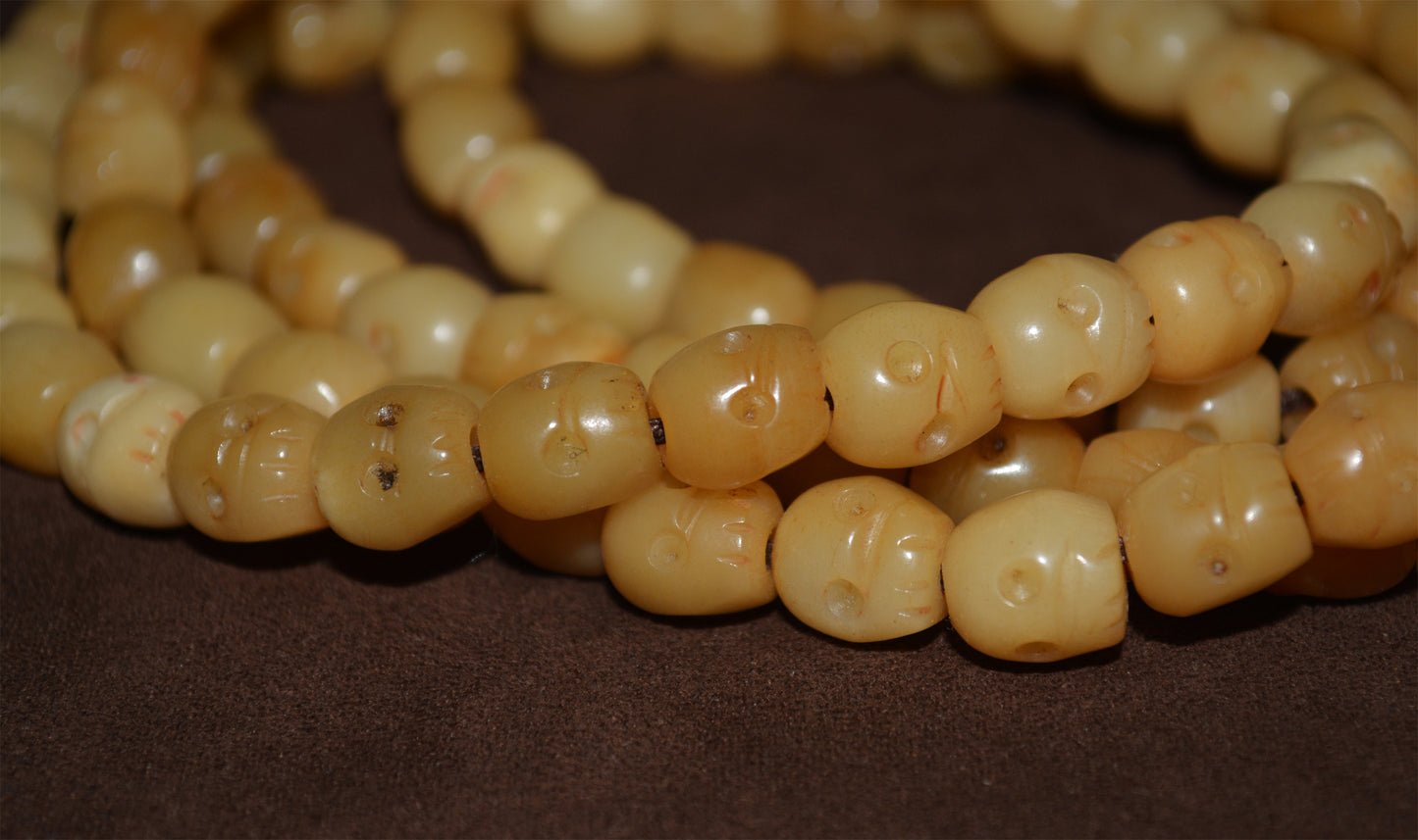 Real Tibetan Antique Kapala Bone Skull Mala Prayer Beads Bracelet Amulet Tibet Rosary Lucky Talisman