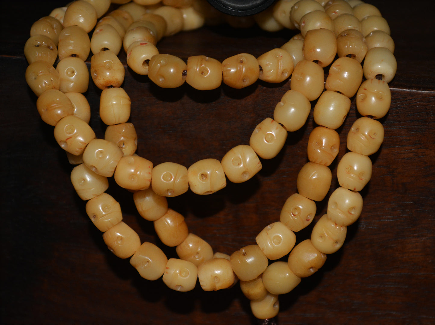 Real Tibetan Antique Kapala Bone Skull Mala Prayer Beads Bracelet Amulet Tibet Rosary Lucky Talisman