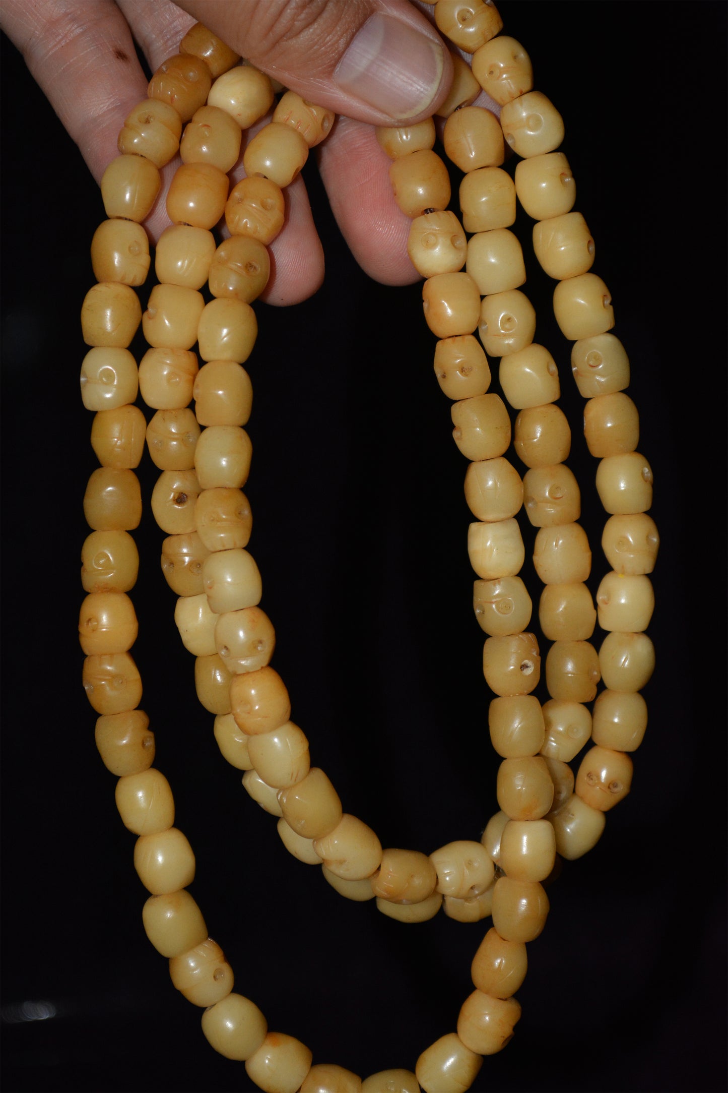 Real Tibetan Antique Kapala Bone Skull Mala Prayer Beads Bracelet Amulet Tibet Rosary Lucky Talisman