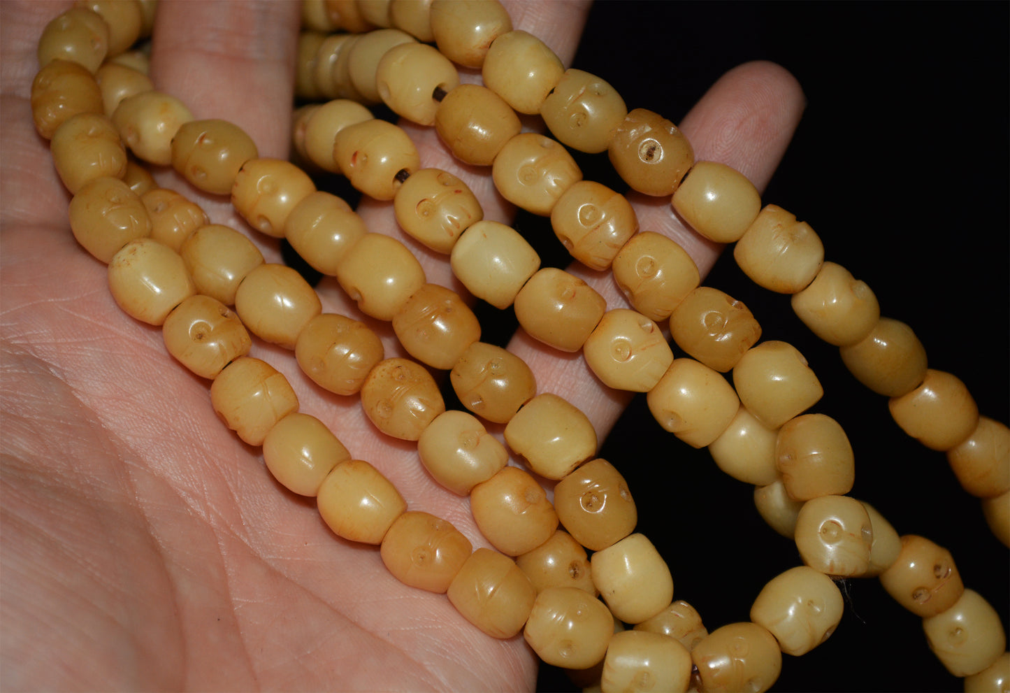 Real Tibetan Antique Kapala Bone Skull Mala Prayer Beads Bracelet Amulet Tibet Rosary Lucky Talisman